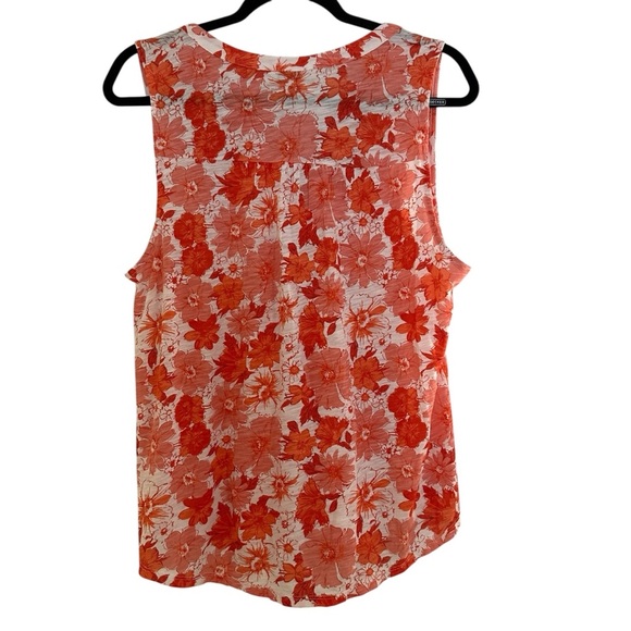 Lucky Brand sleeveless boho floral orange and white cotton modal top Large - Picture 7 of 12